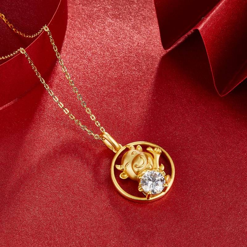 Ox Moissanite Diamond Necklace 1.0 Carat from the Chinese Zodiac Series